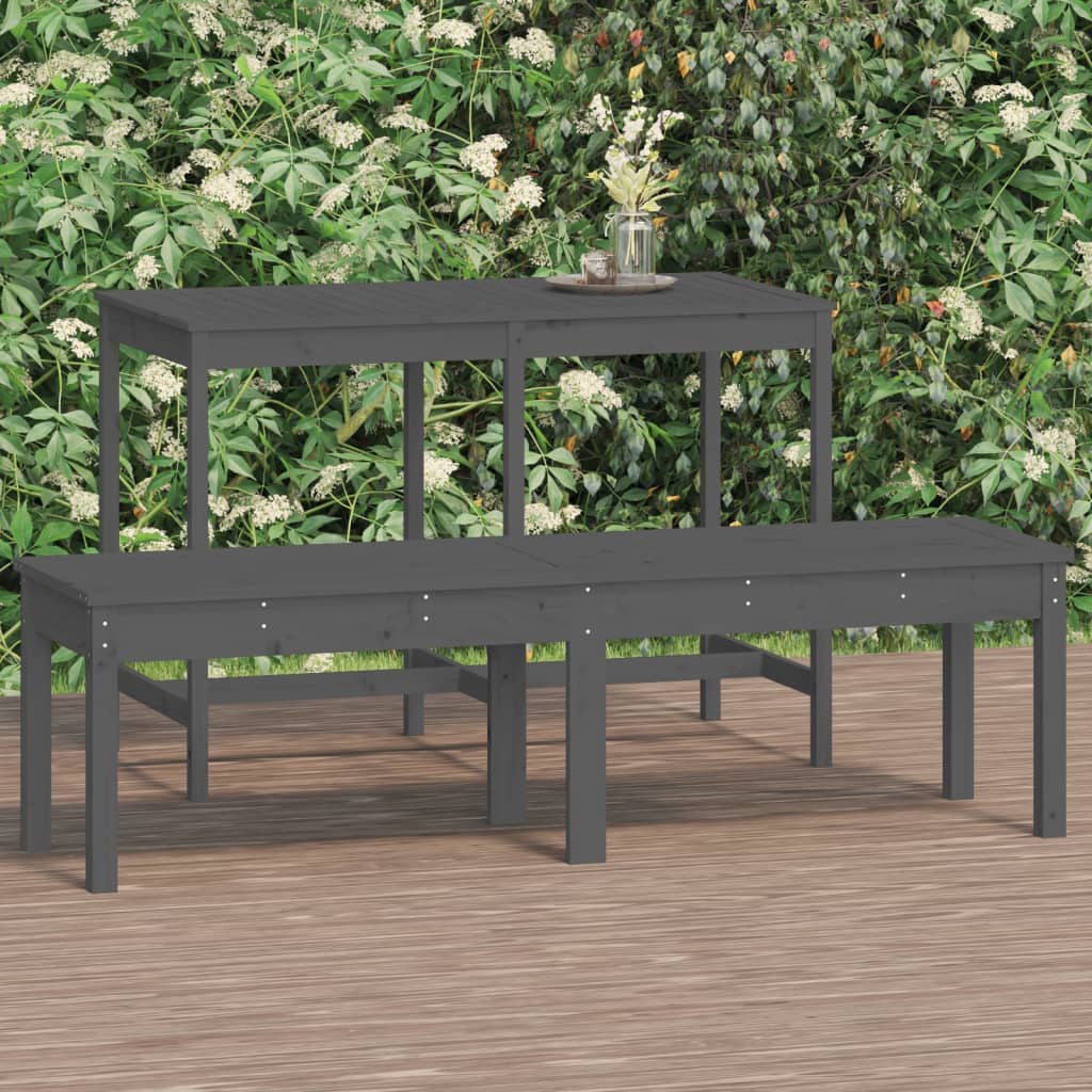 Banco jardín 2 plazas madera maciza pino negro 159,5x44x45 cm
