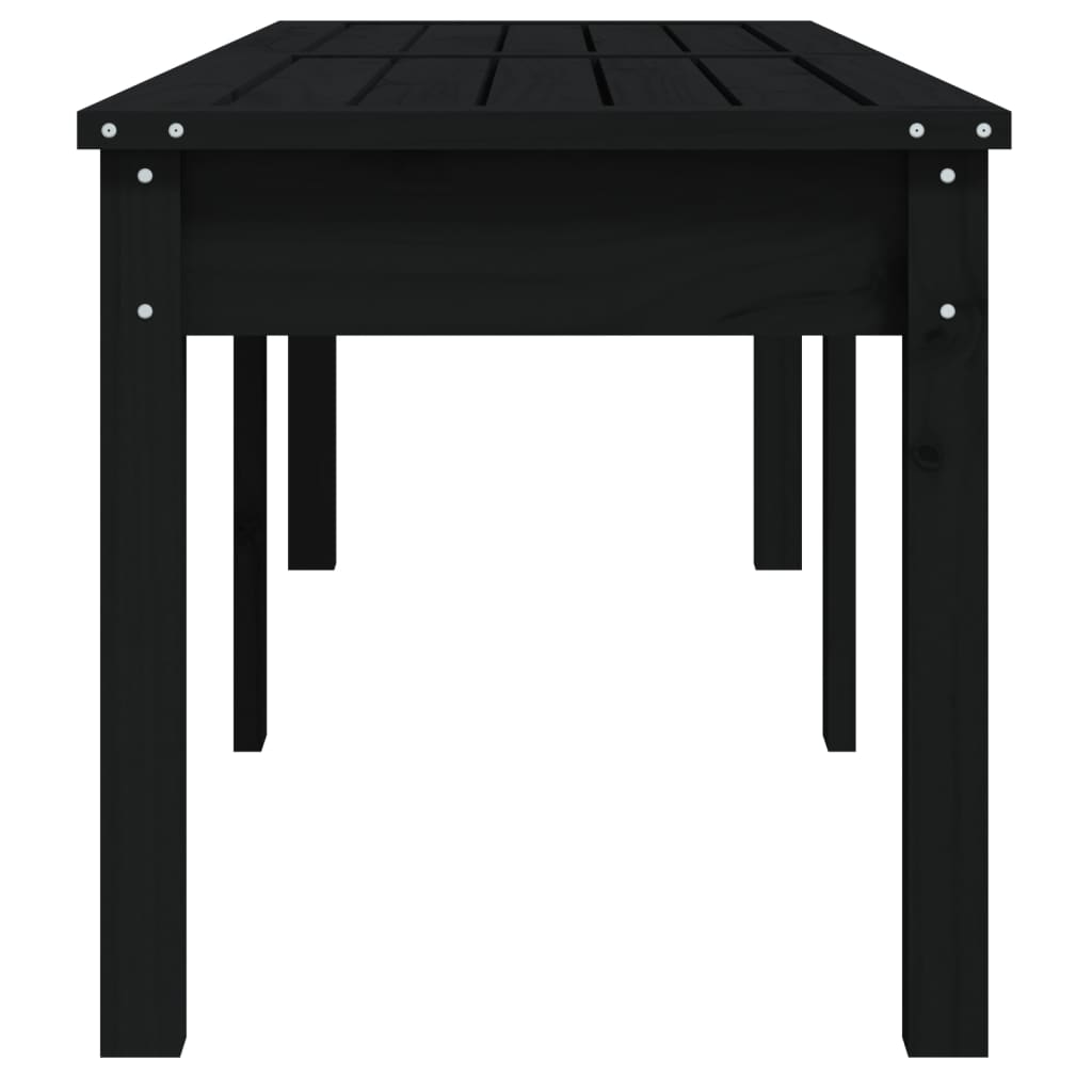 Banco jardín 2 plazas madera maciza pino negro 159,5x44x45 cm