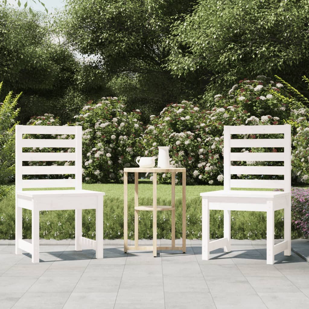 Sillas jardín 2 uds madera maciza pino blanco 50x48x91,5 cm