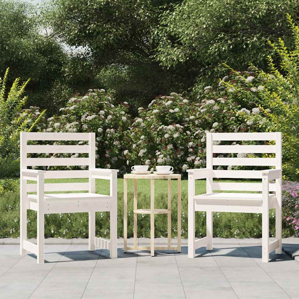 Sillas jardín 2 uds madera maciza pino blanco 50x48x91,5 cm