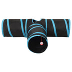Túnel para gatos 3 vías negro y azul poliéster 90 cm