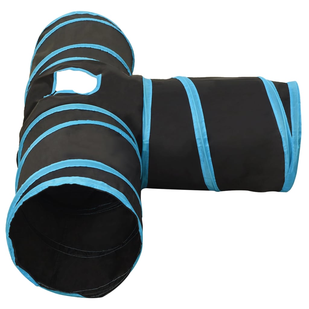 Túnel para gatos 3 vías negro y azul poliéster 90 cm