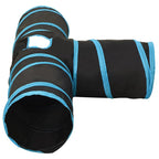 Túnel para gatos 3 vías negro y azul poliéster 90 cm