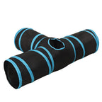 Túnel para gatos 3 vías negro y azul poliéster 90 cm