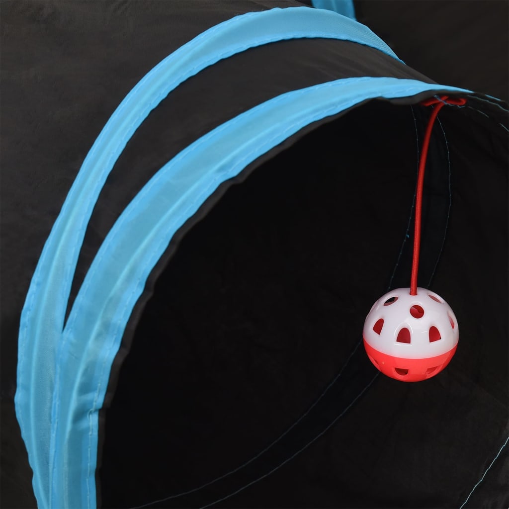 Túnel para gatos 3 vías negro y azul poliéster 90 cm