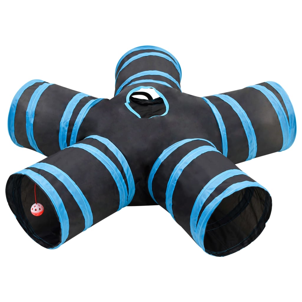 Túnel para gatos con 5 salidas poliéster negro y azul 25 cm