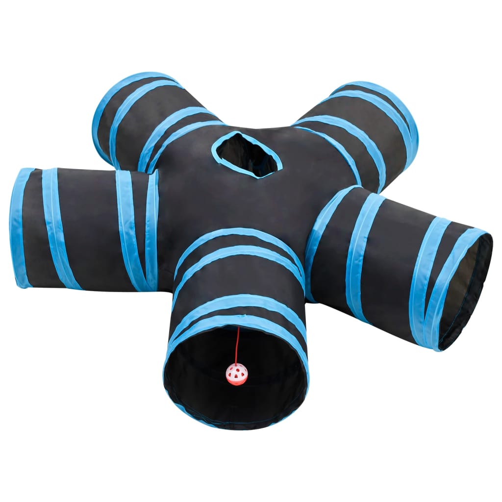 Túnel para gatos con 5 salidas poliéster negro y azul 25 cm