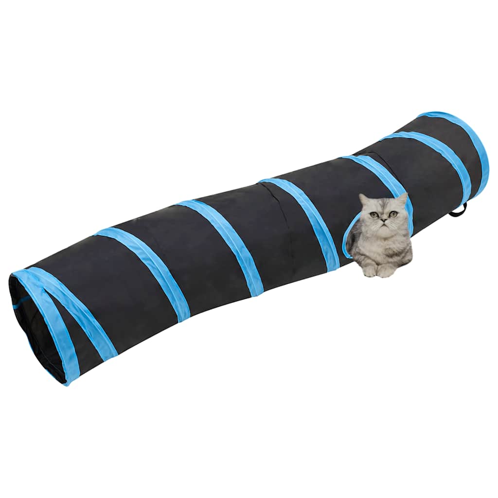 Túnel para gatos con forma de S poliéster negro y azul 122 cm