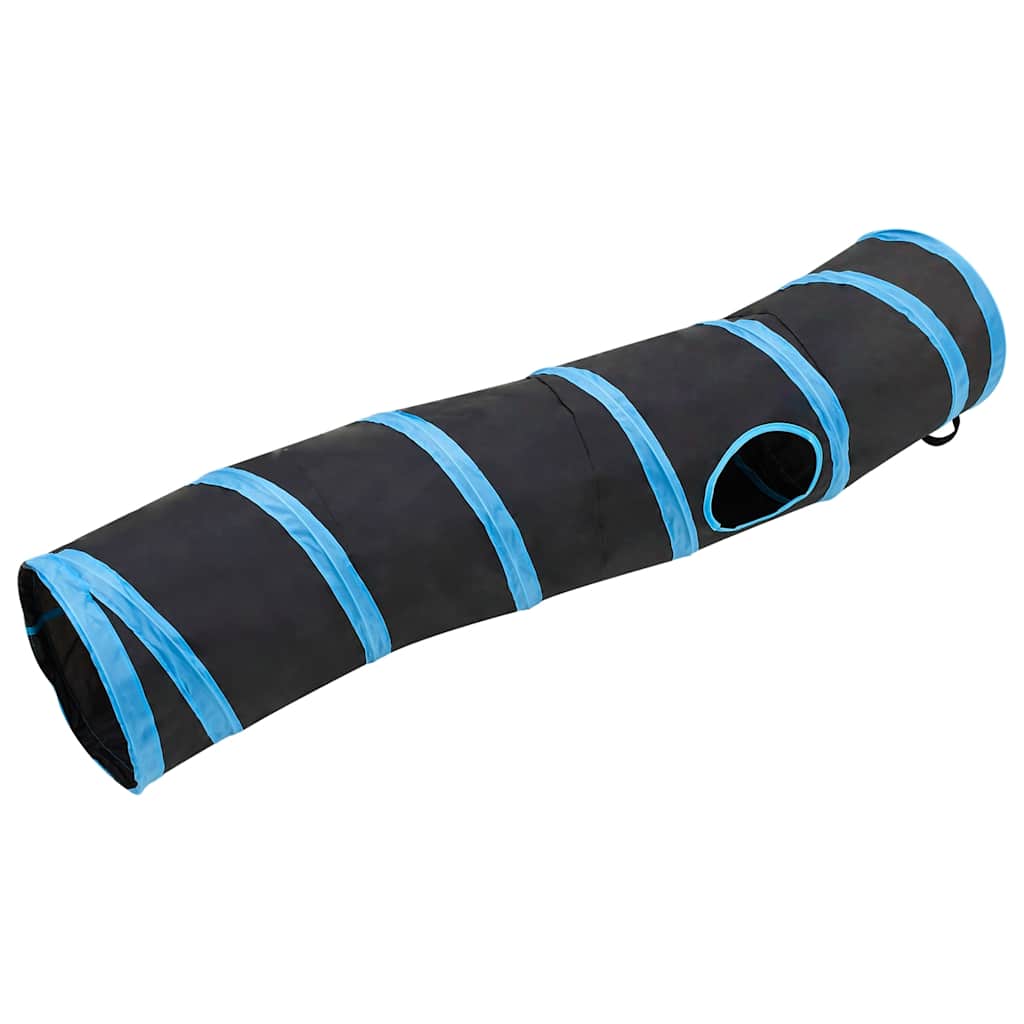 Túnel para gatos con forma de S poliéster negro y azul 122 cm