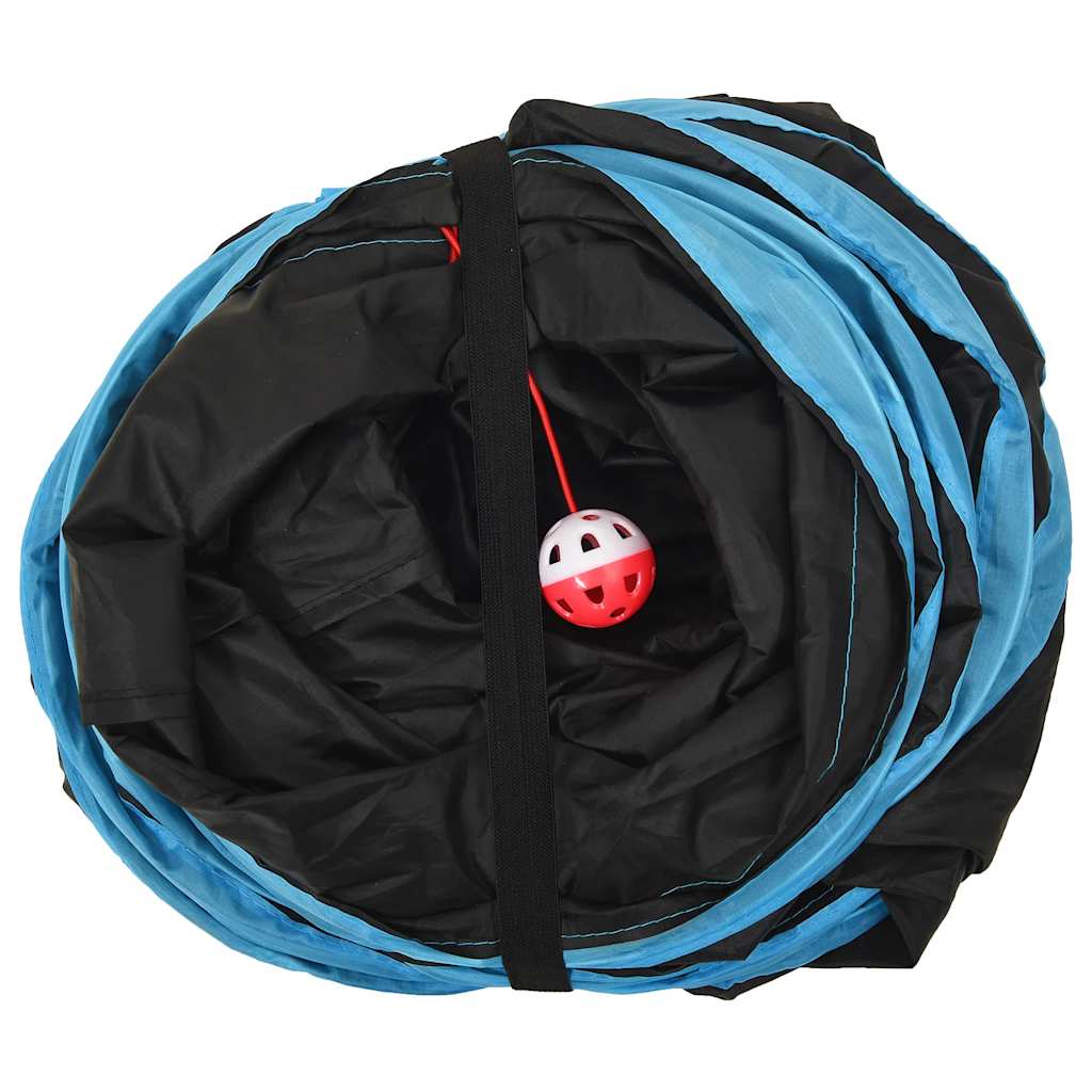 Túnel para gatos con forma de S poliéster negro y azul 122 cm