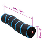 Túnel para gatos con forma de S poliéster negro y azul 122 cm