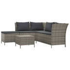Set de muebles de jardín 4 pzas y cojines ratán sintético gris