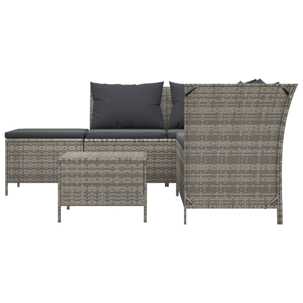 Set de muebles de jardín 4 pzas y cojines ratán sintético gris
