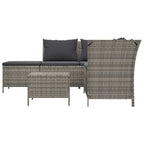 Set de muebles de jardín 4 pzas y cojines ratán sintético gris