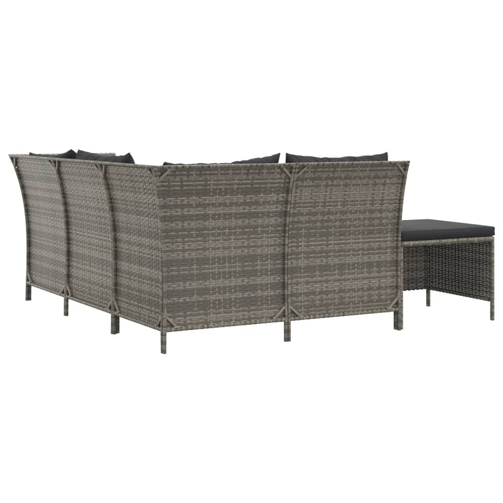 Set de muebles de jardín 4 pzas y cojines ratán sintético gris