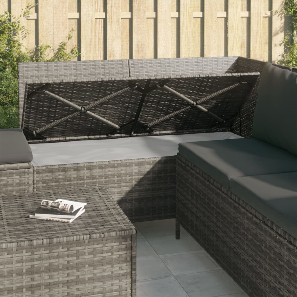 Set de muebles de jardín 4 pzas y cojines ratán sintético gris