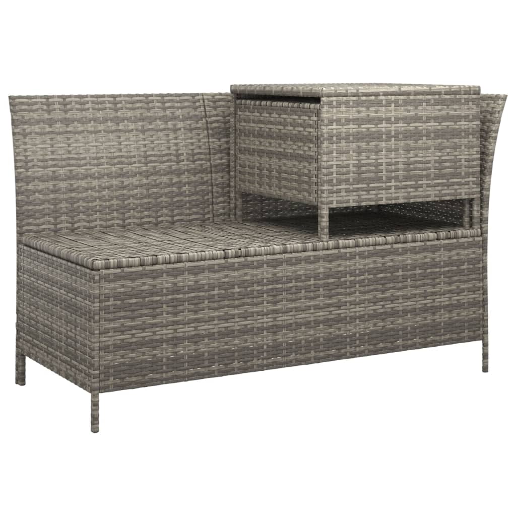 Set de muebles de jardín 3 pzas y cojines ratán sintético gris
