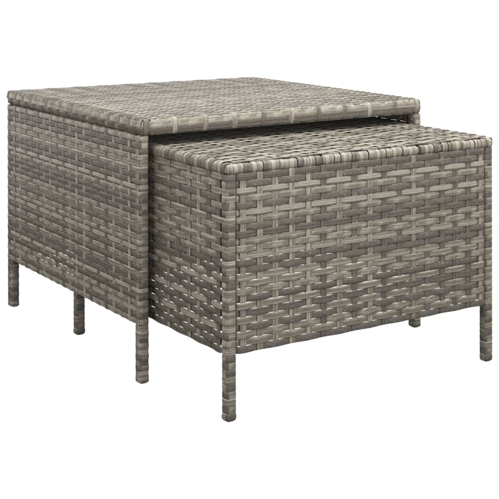 Set de muebles de jardín 3 pzas y cojines ratán sintético gris
