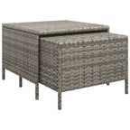 Set de muebles de jardín 3 pzas y cojines ratán sintético gris