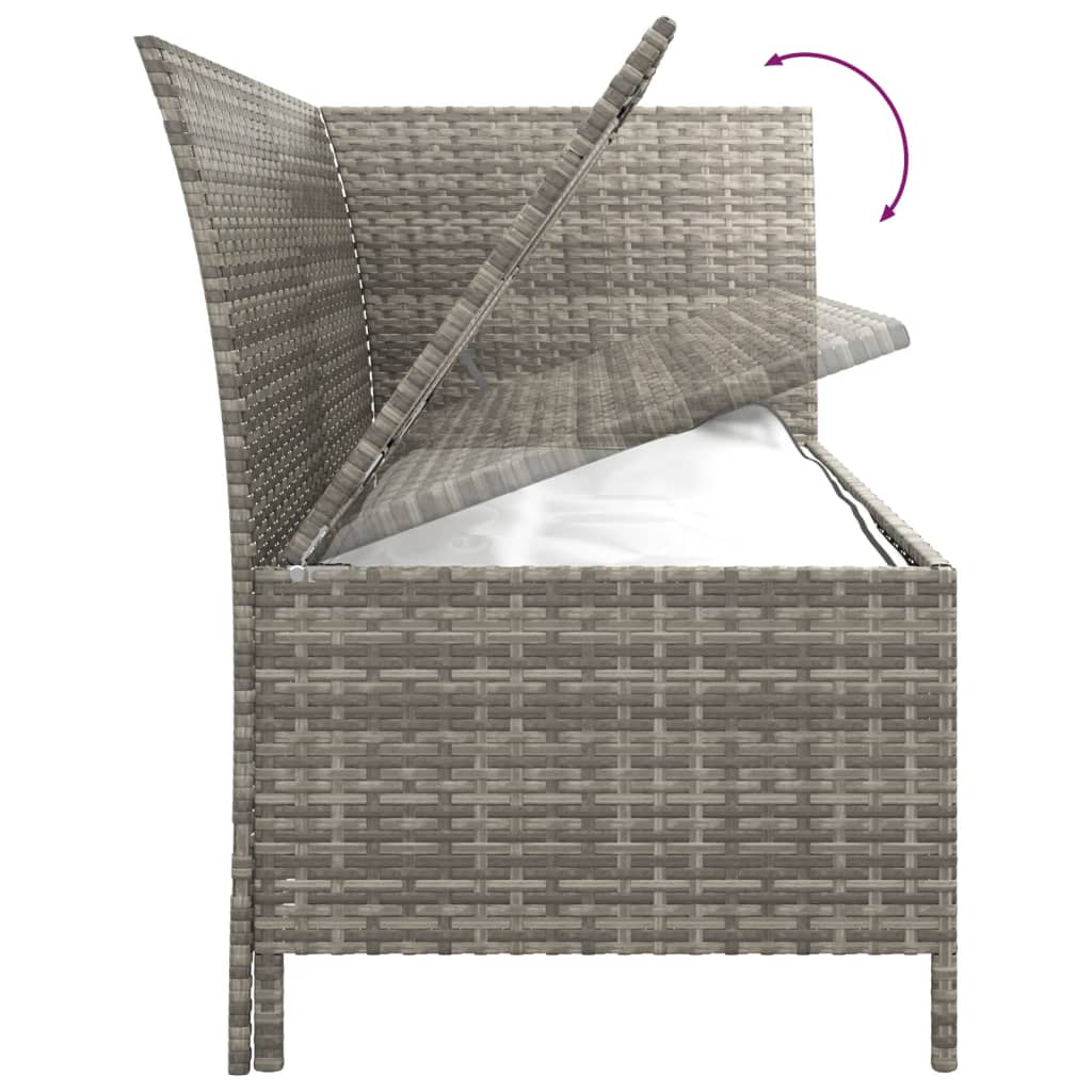 Set de muebles de jardín 3 pzas y cojines ratán sintético gris