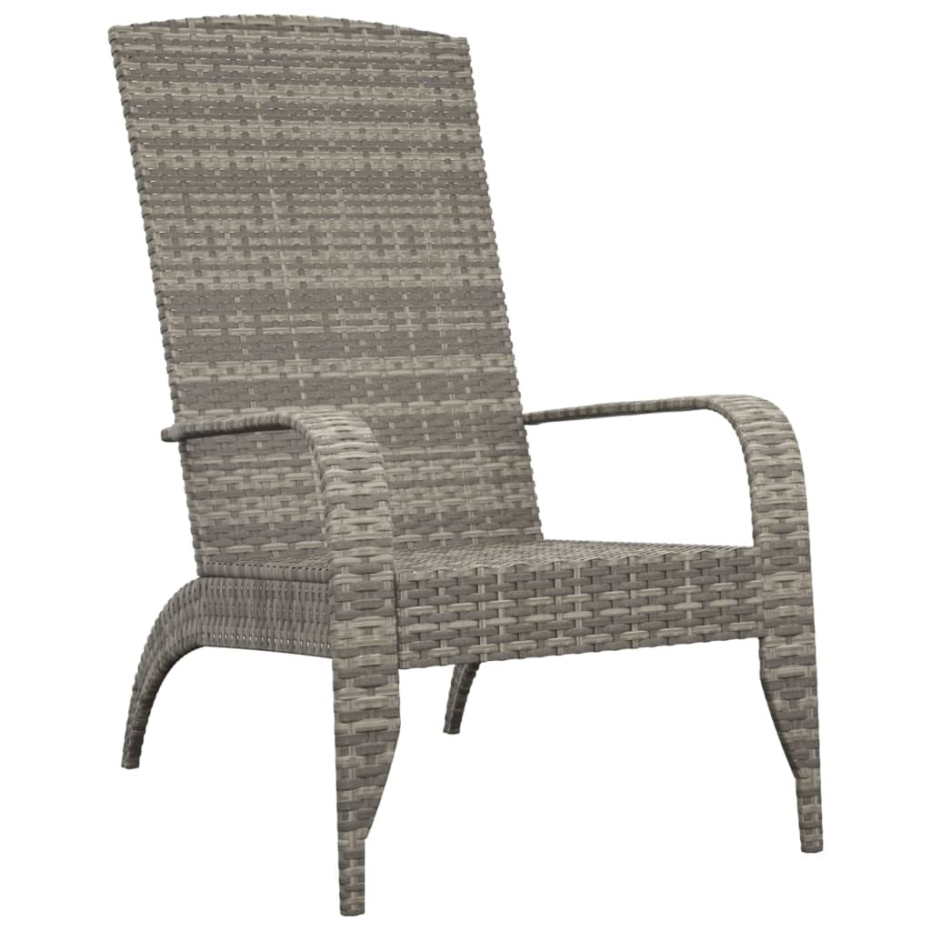 Silla de jardín Adirondack de ratán sintético gris