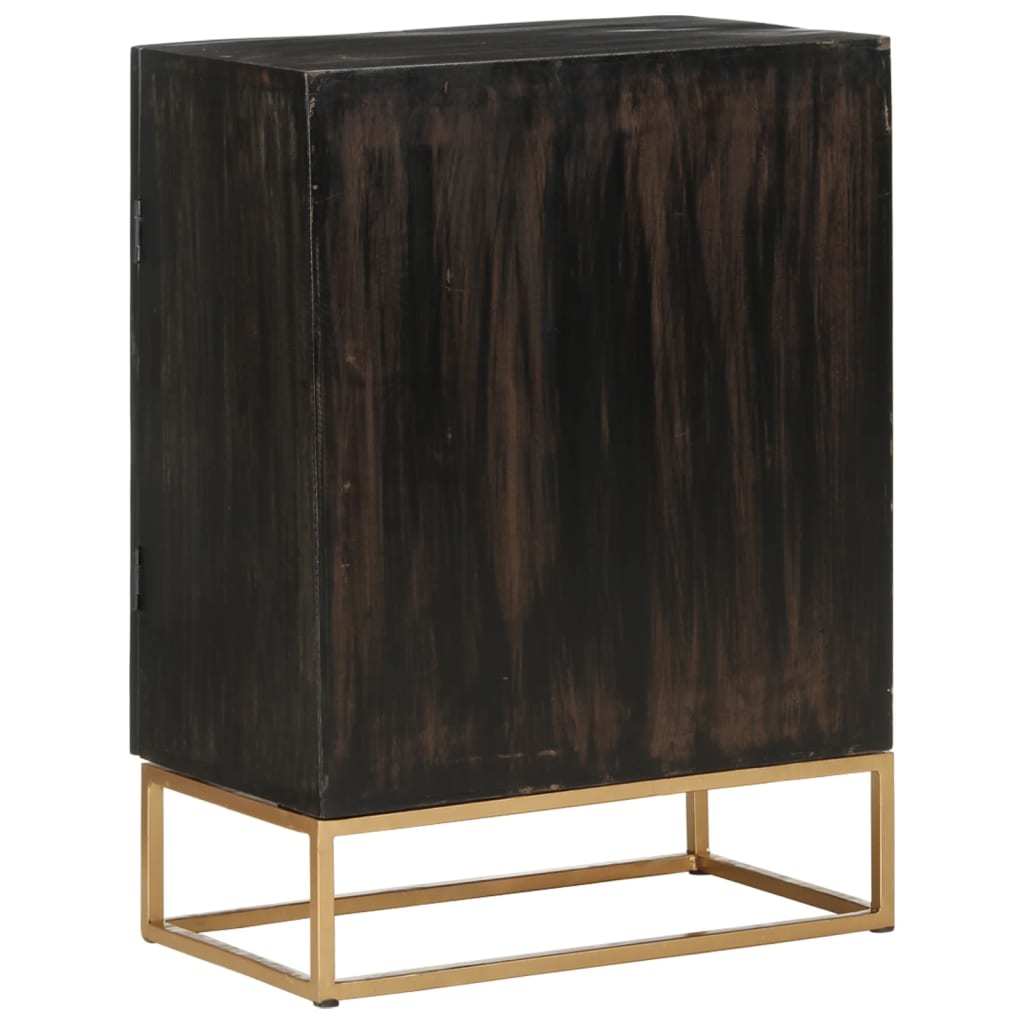 Aparador de hierro y madera maciza de mango negro 55x34x75 cm