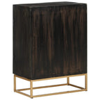 Aparador de hierro y madera maciza de mango negro 55x34x75 cm