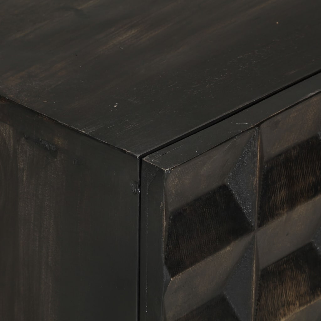 Aparador de hierro y madera maciza de mango negro 55x34x75 cm