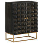 Aparador de hierro y madera maciza de mango negro 55x34x75 cm