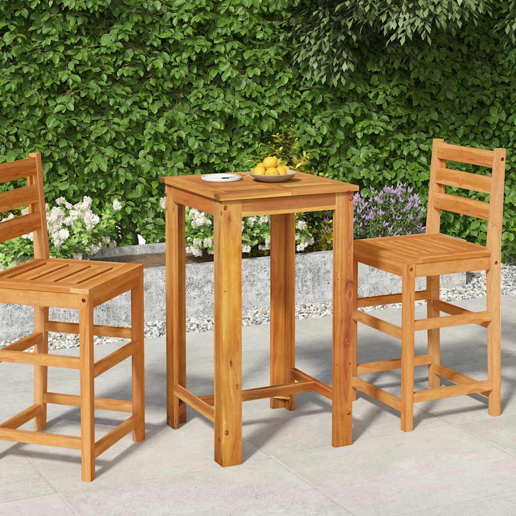 Mesa alta de jardín madera maciza de acacia 120x60x105 cm
