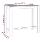 Mesa alta de jardín madera maciza de acacia 120x60x105 cm