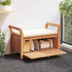 Banco almacenaje jardín con cojín madera maciza de acacia 126cm