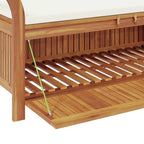 Banco almacenaje jardín con cojín madera maciza de acacia 126cm