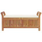 Banco almacenaje jardín con cojín madera maciza de acacia 126cm