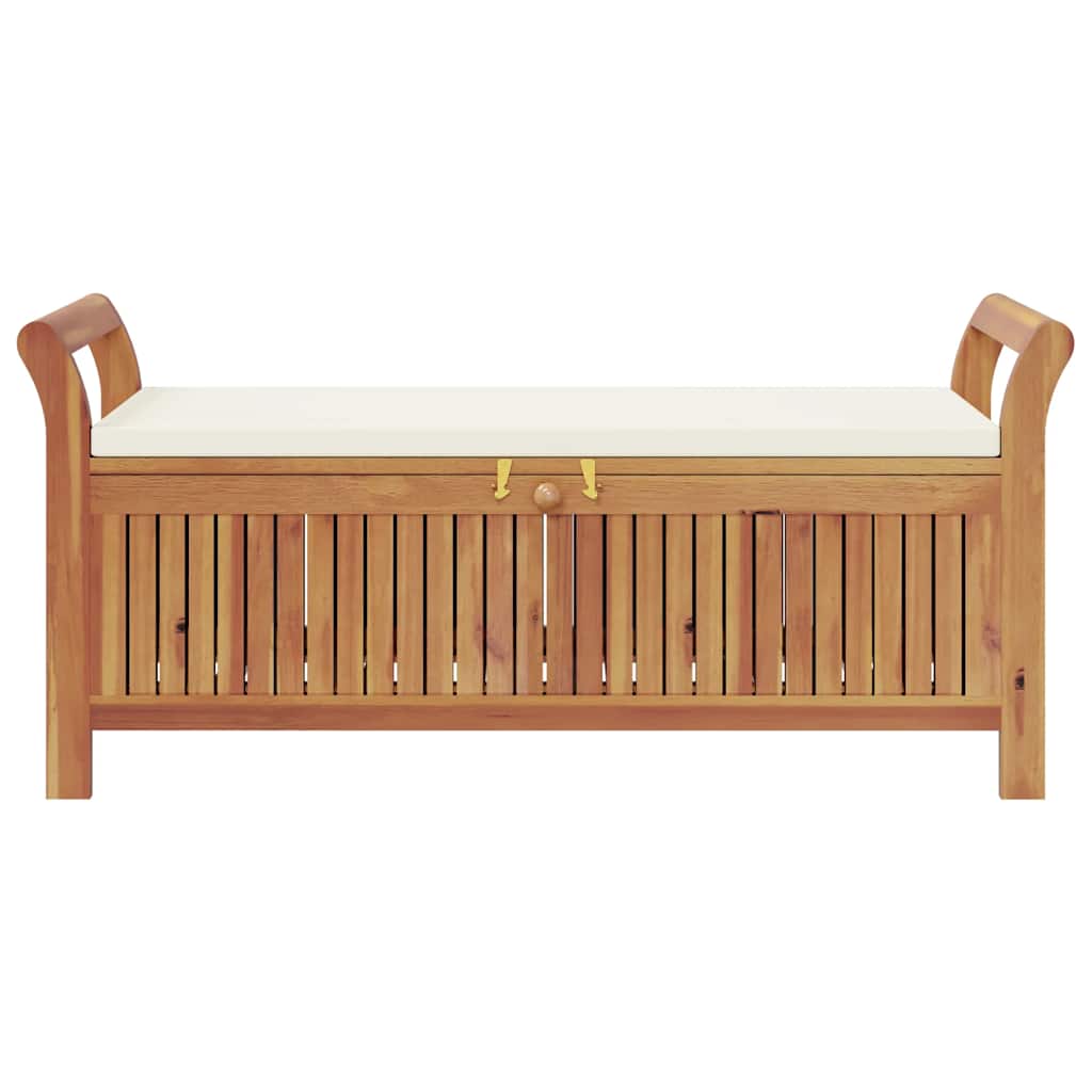 Banco almacenaje jardín con cojín madera maciza de acacia 126cm