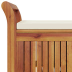 Banco almacenaje jardín con cojín madera maciza de acacia 126cm