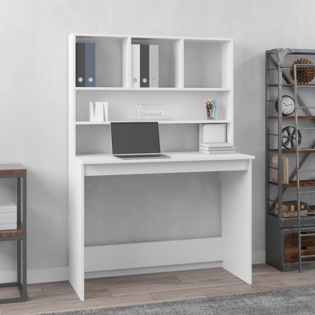 Sonoma Grey Plywood Desk with Shelves 102x45x148cm