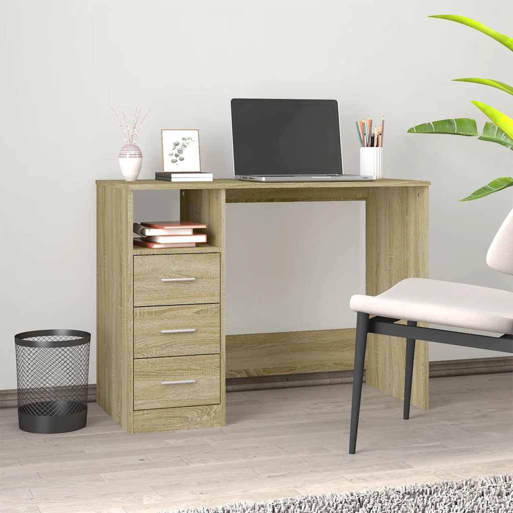 Escritorio cajón madera contrachapada blanco brillo 115x50x75cm