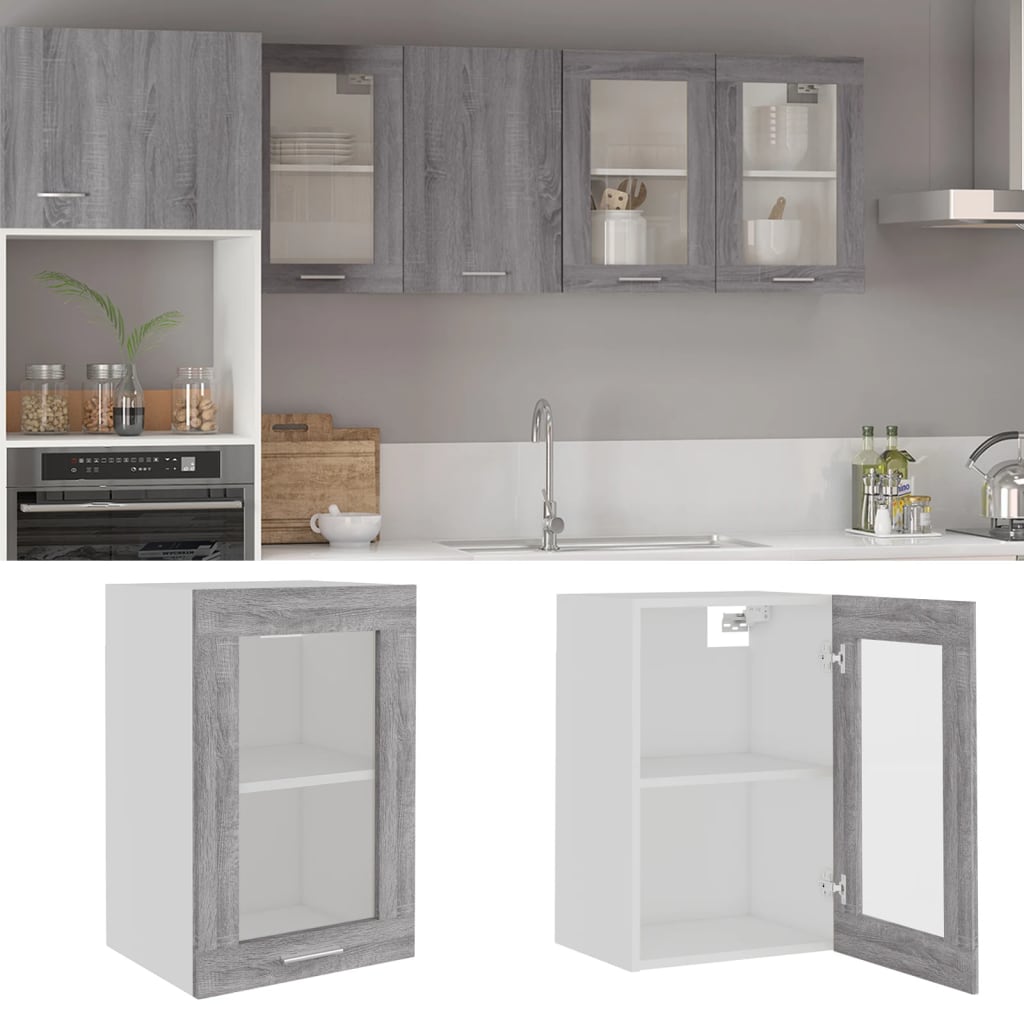 Vitrina colgante "Lyon" de madera vieja, 40 x 31 x 60 cm, madera de ingeniería