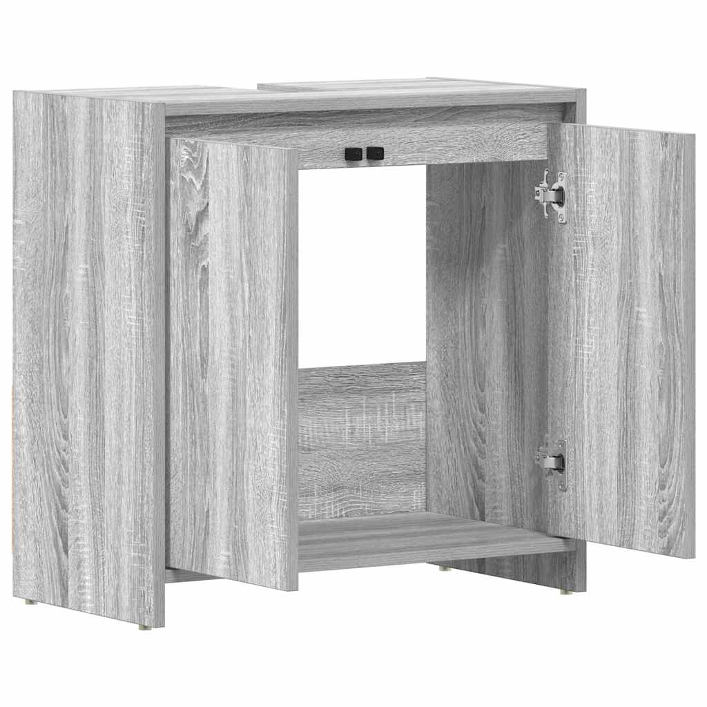 Armario de baño madera contrachapada gris Sonoma 60x33x61 cm