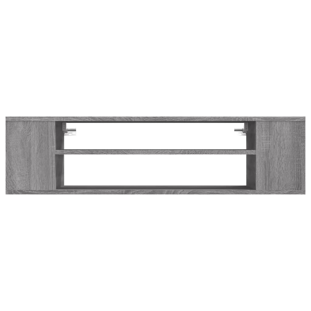 Mueble de TV colgante madera contrachapada gris 100x30x26,5 cm