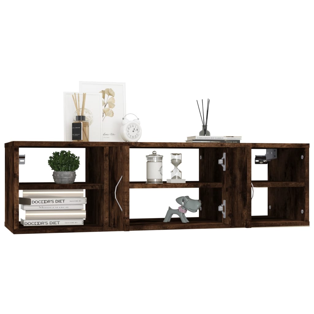 Estantería pared madera contrachapada roble ahumado 102x30x29cm