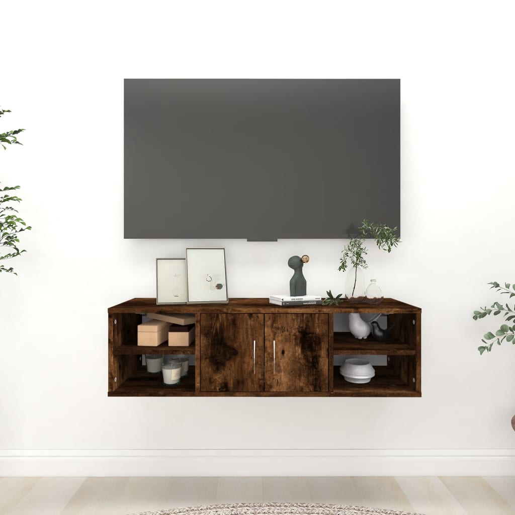 Estantería pared madera contrachapada roble ahumado 102x30x29cm