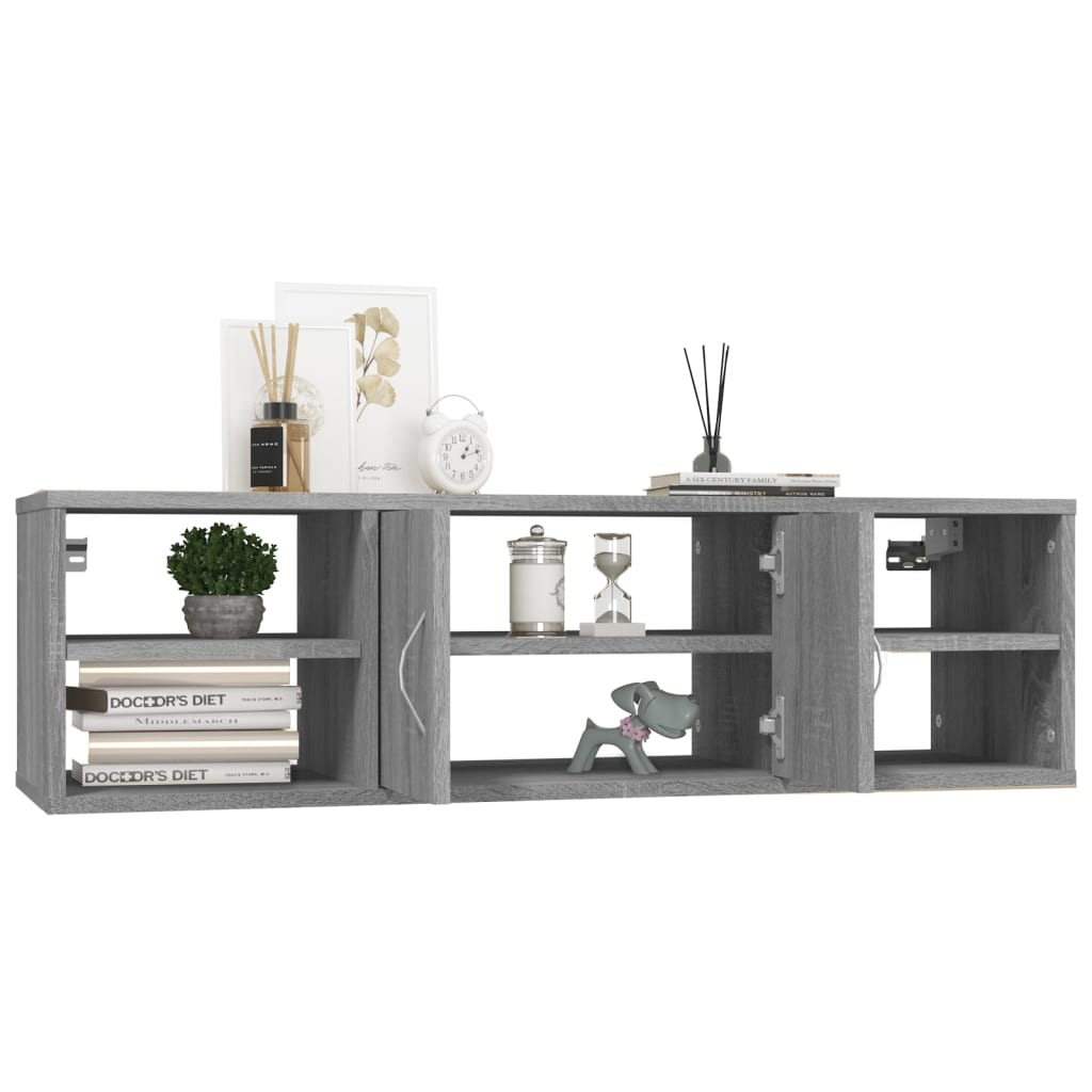 Estantería de pared madera contrachapada gris 102x30x29 cm