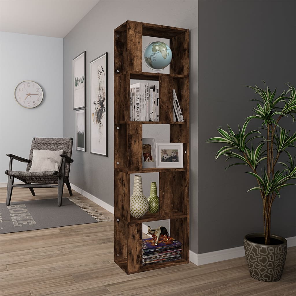 Estantería de madera contrachapada roble ahumado 45x24x160 cm