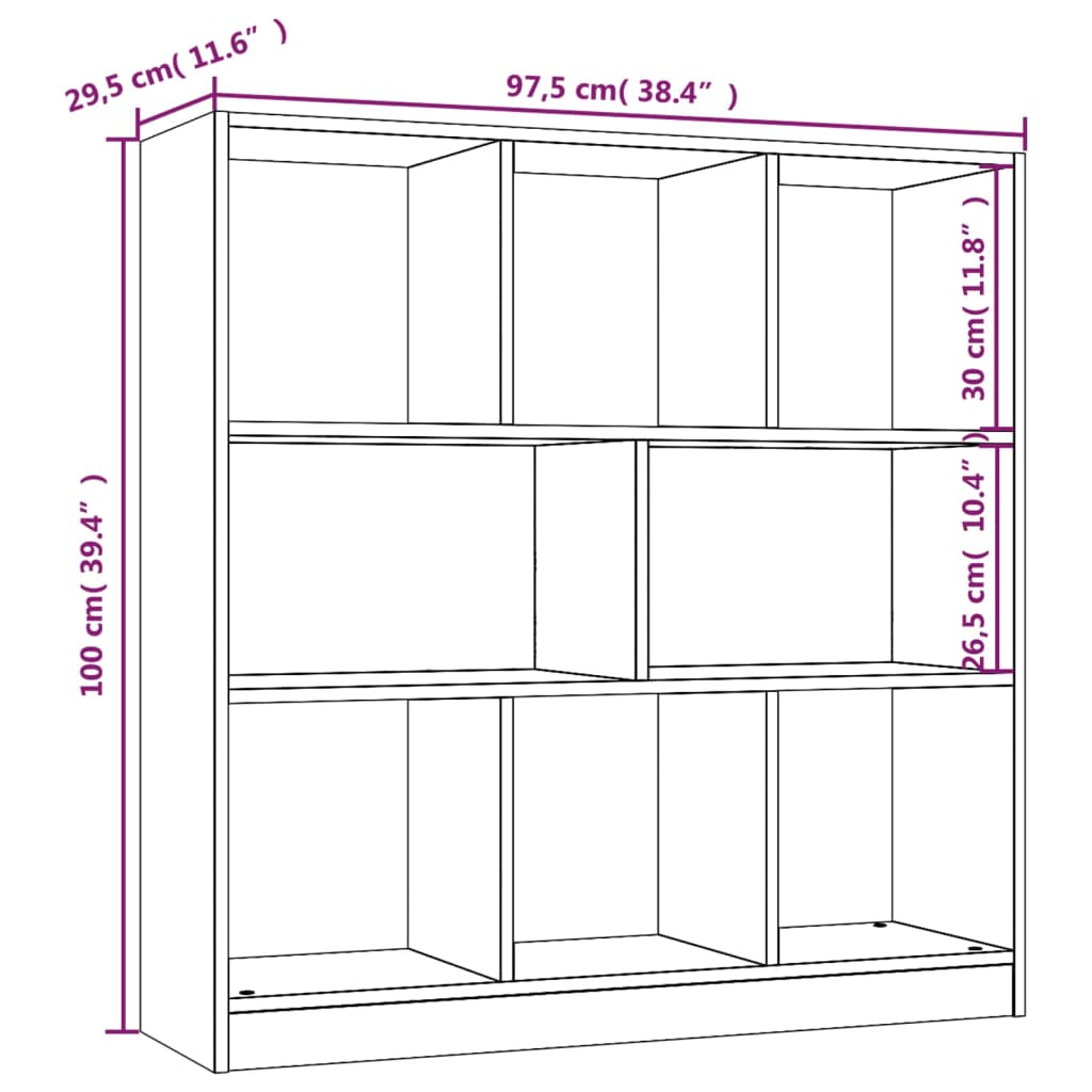 Estantería madera contrachapada marrón roble 97,5x29,5x100 cm