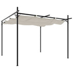 Pérgola con cubierta retráctil color crema 295x292x230 cm