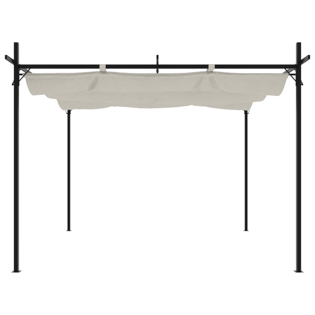 Pérgola con cubierta retráctil color crema 295x292x230 cm