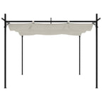 Pérgola con cubierta retráctil color crema 295x292x230 cm