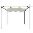 Pérgola con cubierta retráctil color crema 295x292x230 cm